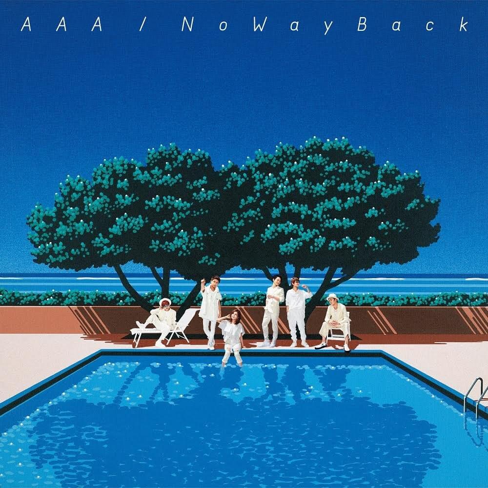 Pochette d'album du groupe AAA. On voit les chanteurs au bord d'une piscine au bord de la mer.