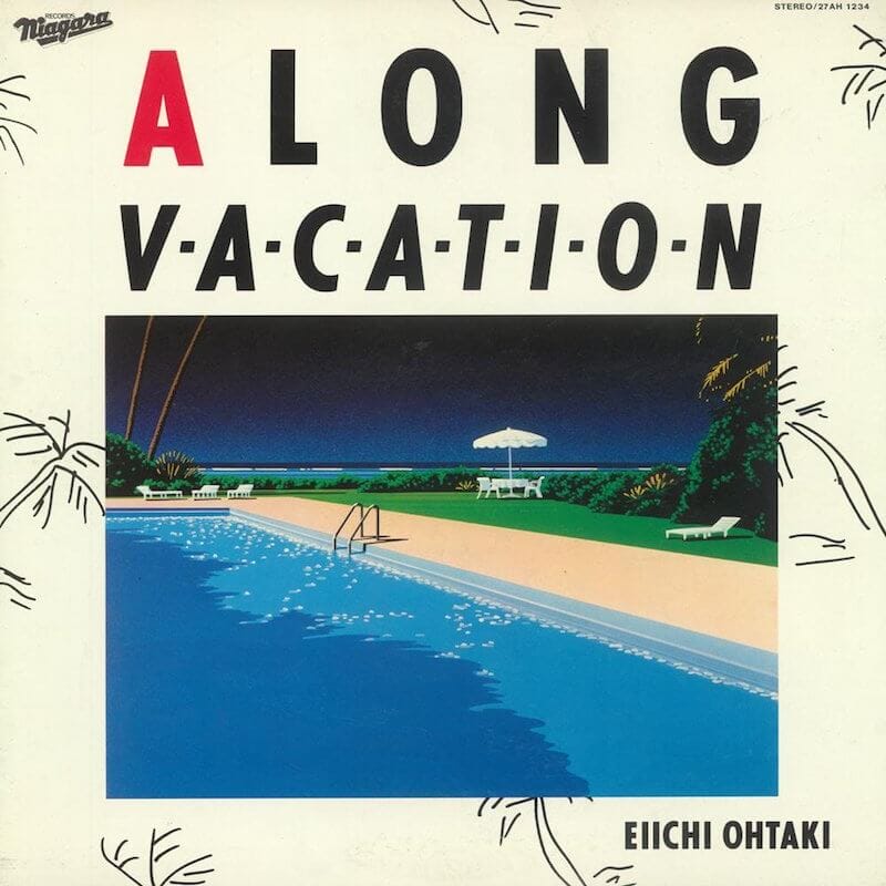 Pochette d'album du chanteur Eiichi Ohitaki. On voit une piscine au bord d'une mer