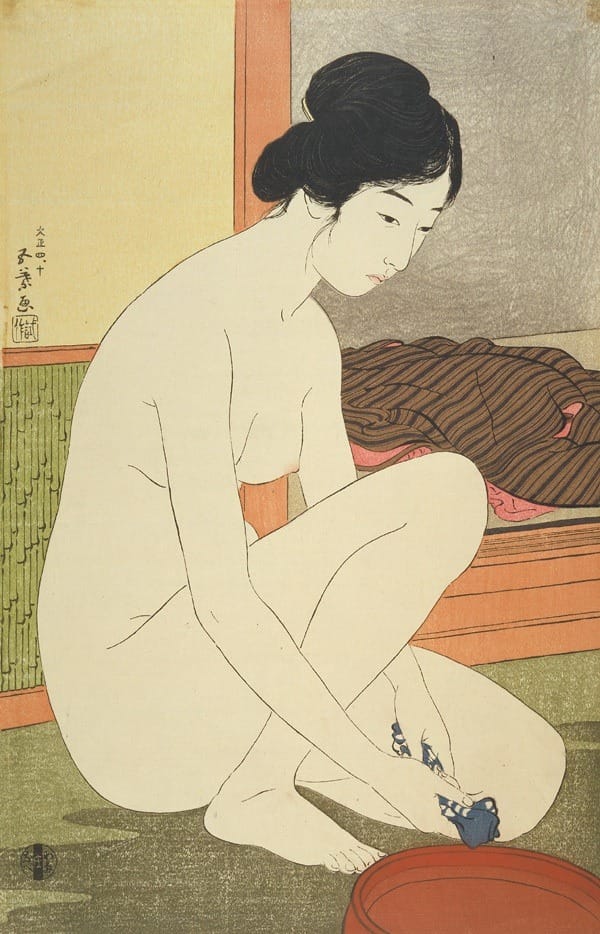 Femme sortant du bain, Hashiguchi Goyō, 1920